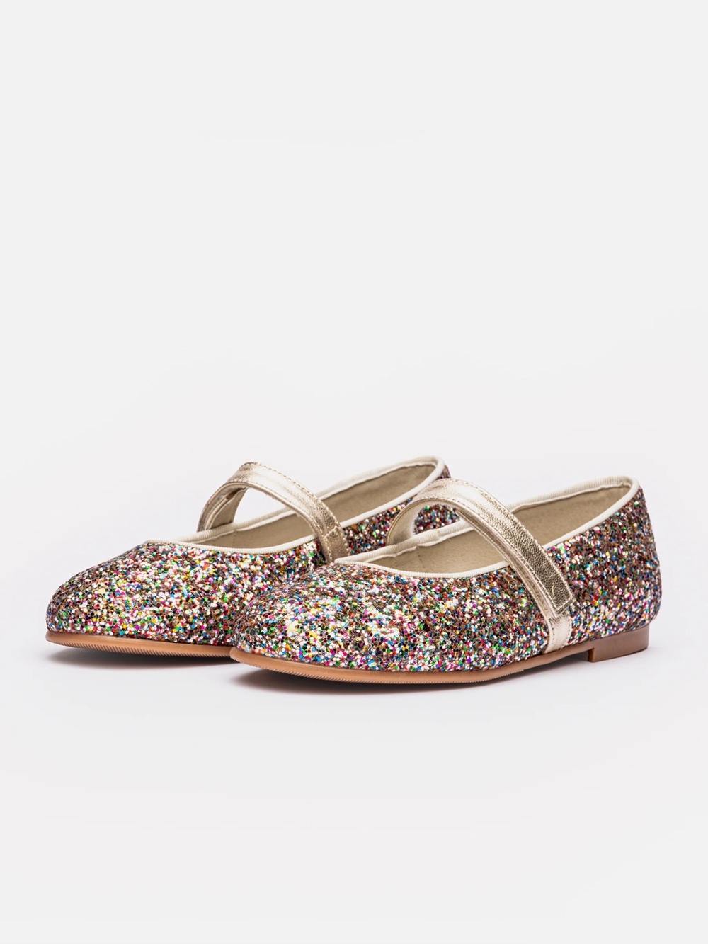 Children Chic Girls' Rainbow Multi Color Glitter Mary Jane Flats size 28 US 11